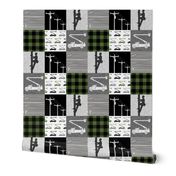 lineman patchwork - buffalo plaid olive green - C19BS