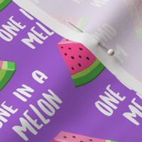 one in a melon - pink on purple - watermelon summer fruit - LAD19
