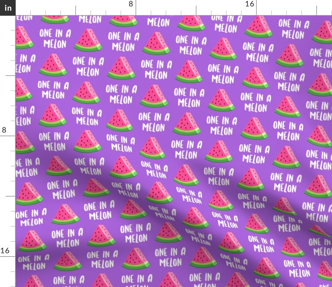 one in a melon - pink on purple - watermelon summer fruit - LAD19