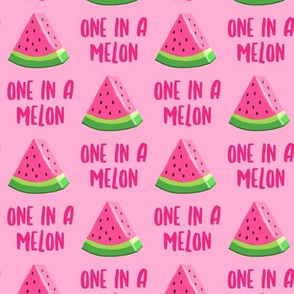 one in a melon - pink on pink - watermelon summer fruit - LAD19