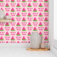 one in a melon - pink on light pink - watermelon summer fruit - LAD19