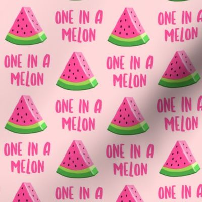 one in a melon - pink on light pink - watermelon summer fruit - LAD19