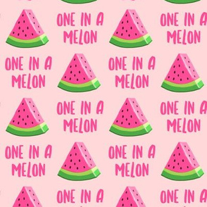 one in a melon - pink on light pink - watermelon summer fruit - LAD19