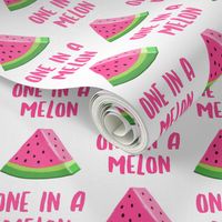 one in a melon - pink on white (pink type) - watermelon summer fruit - LAD19