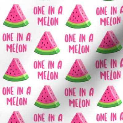 one in a melon - pink on white (pink type) - watermelon summer fruit - LAD19