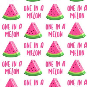 one in a melon - pink on white (pink type) - watermelon summer fruit - LAD19