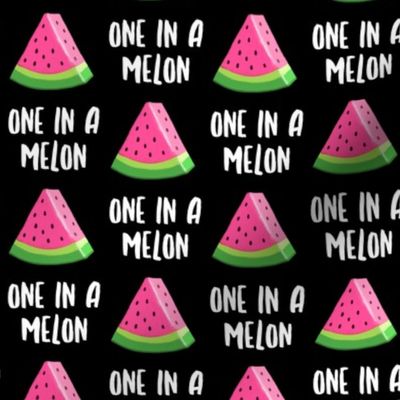 one in a melon - pink on black - watermelon summer - LAD19