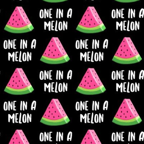 one in a melon - pink on black - watermelon summer - LAD19