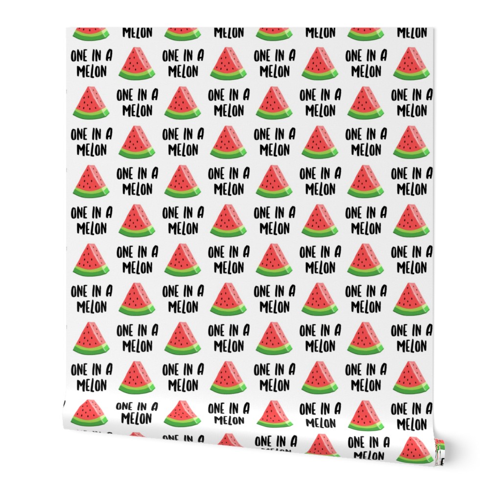 one in a melon - red on white - watermelon summer fruit - LAD19