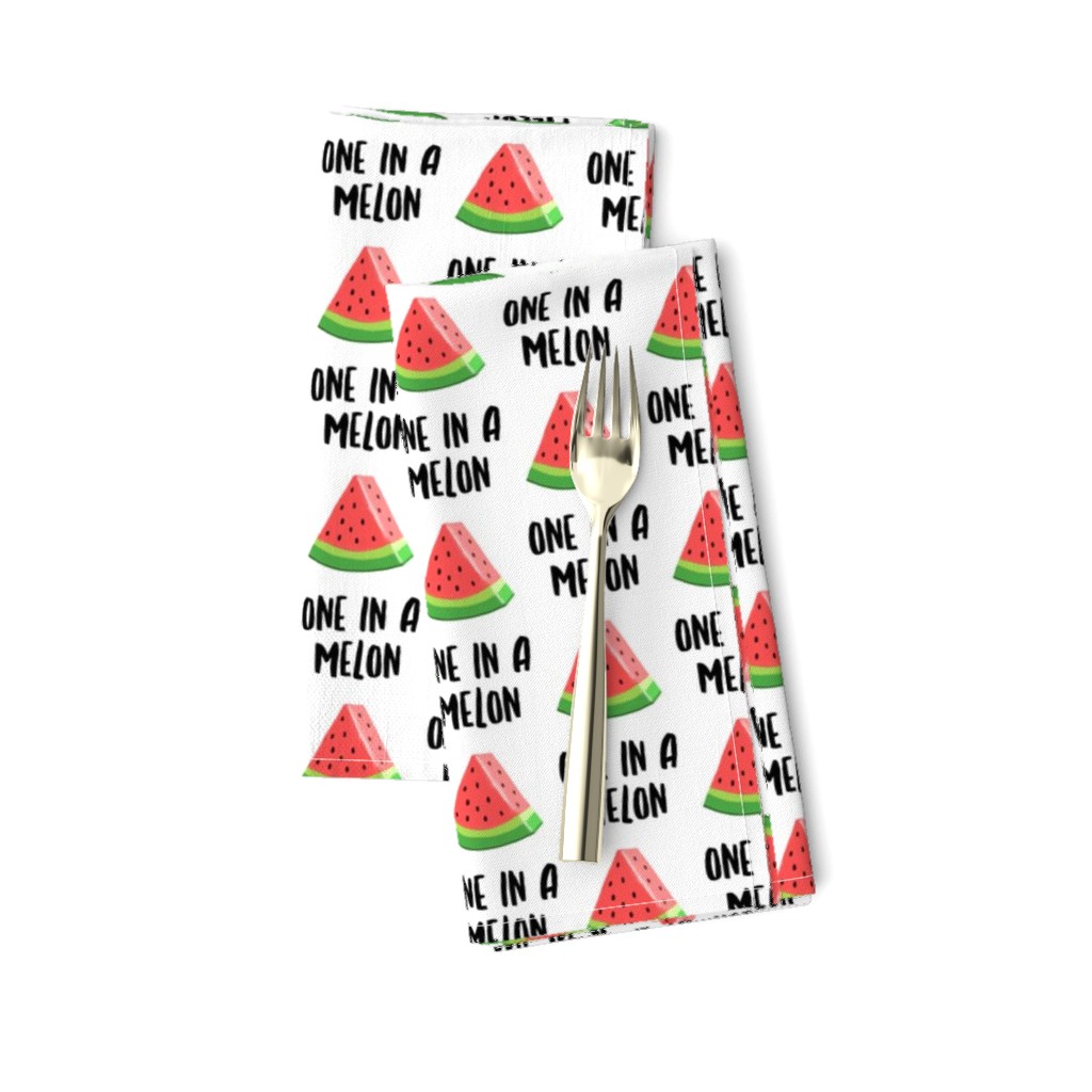 one in a melon - red on white - watermelon summer fruit - LAD19