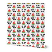 one in a melon - red on white - watermelon summer fruit - LAD19