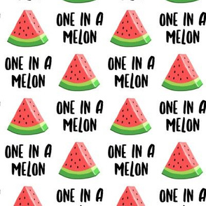 one in a melon - red on white - watermelon summer fruit - LAD19