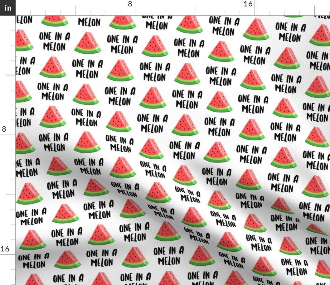 one in a melon - red on white - watermelon summer fruit - LAD19