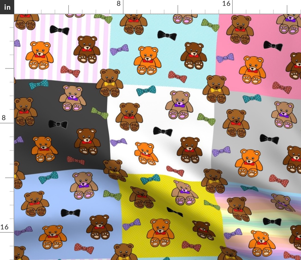 Brownie the Bear & Friends LOVE Bow Ties - patchwork #1 (large)