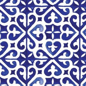 Blue Lisbon tiles watercolor