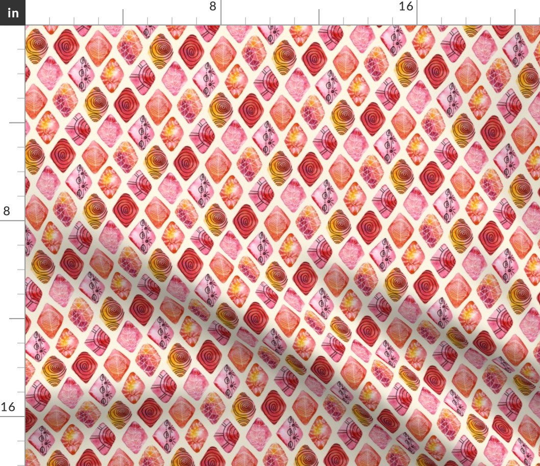 Patterned Watercolor Diamonds  (Small version)  