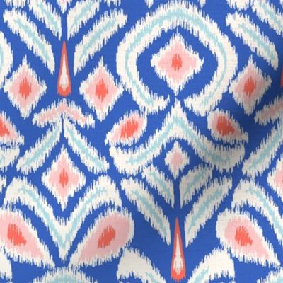 ikat flower - bright blue