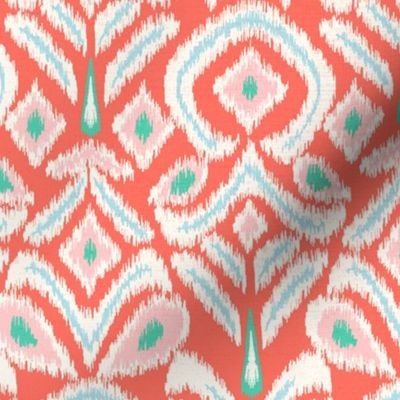 ikat flower - coral