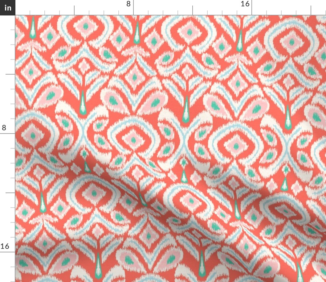 ikat flower - coral