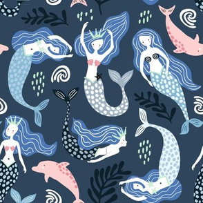 Mermaids with dolphins