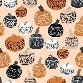 mudcloth pumpkin fabric - mudcloth fabric, thanksgiving fabric, fall, autumn, home, boho halloween, boho decor fabric - peach