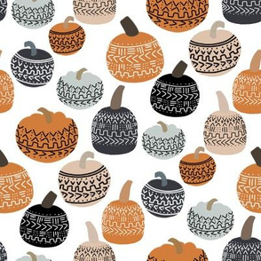 mudcloth pumpkin fabric - mudcloth fabric, thanksgiving fabric, fall, autumn, home, boho halloween, boho decor fabric - white