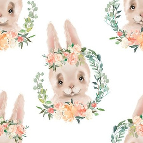 peach and coral floral silly rabbit 6"