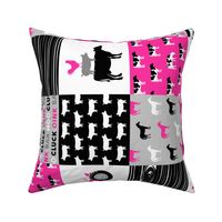 farm patchwork fabric - bright pink and black (90) C19BS