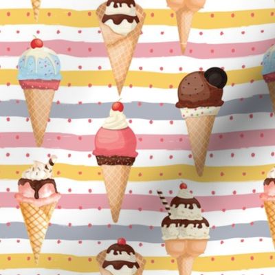 7" Watercolor Fruit Popsicles, Ice Cream, Popsicles fabric, ice cream fabric, summer fabric 5-1