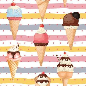 7" Watercolor Fruit Popsicles, Ice Cream, Popsicles fabric, ice cream fabric, summer fabric 5-1