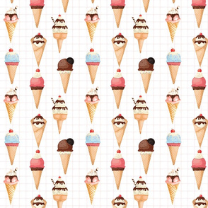 7" Watercolor Fruit Popsicles, Ice Cream, Popsicles fabric, ice cream fabric, summer fabric 4-1