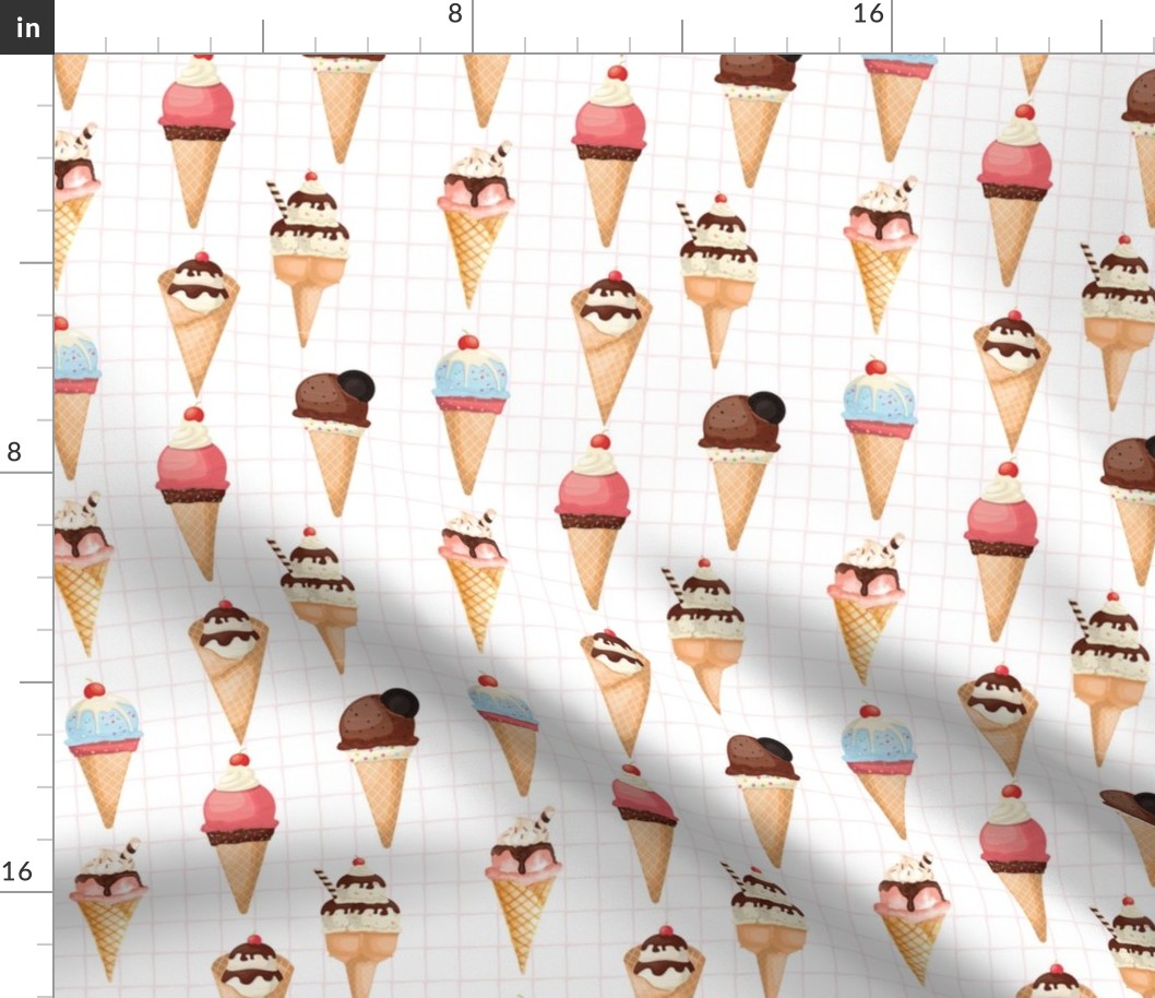 7" Watercolor Fruit Popsicles, Ice Cream, Popsicles fabric, ice cream fabric, summer fabric 4-1