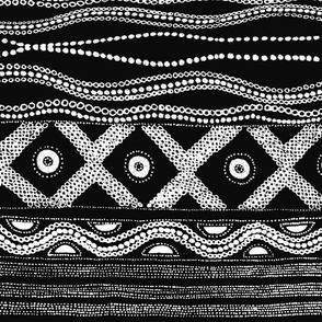 Caribbean Batik Scarf - Black and White