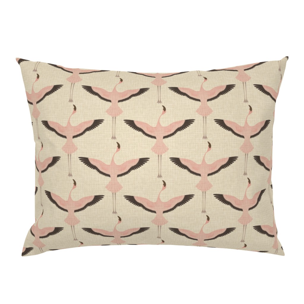 Flamingos on Natural Linen