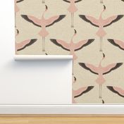 Flamingos on Natural Linen