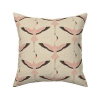 Flamingos on Natural Linen