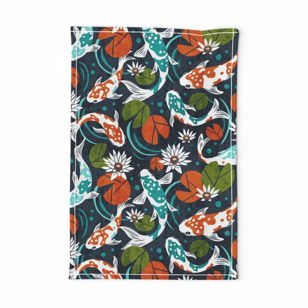 Koi Pond - Large Scale Navy Orange