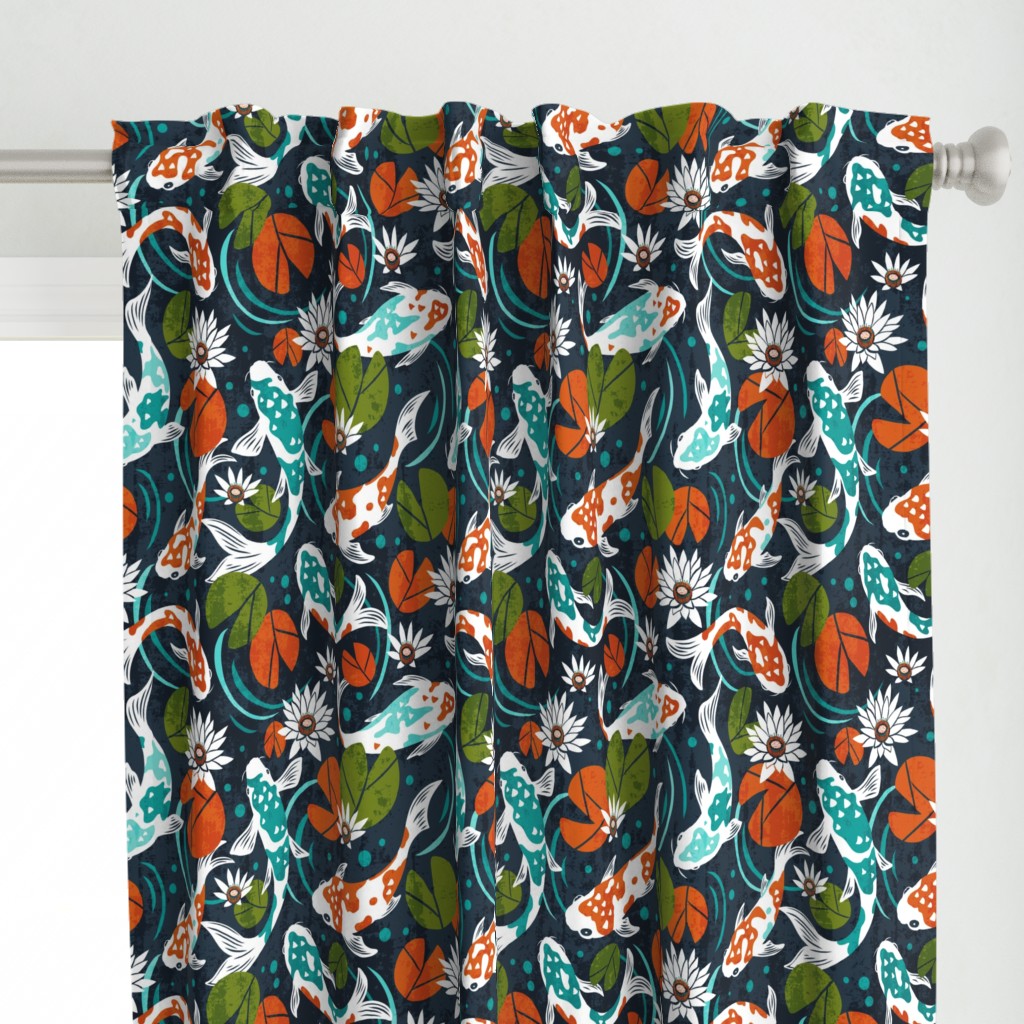 Koi Pond - Large Scale Navy Orange