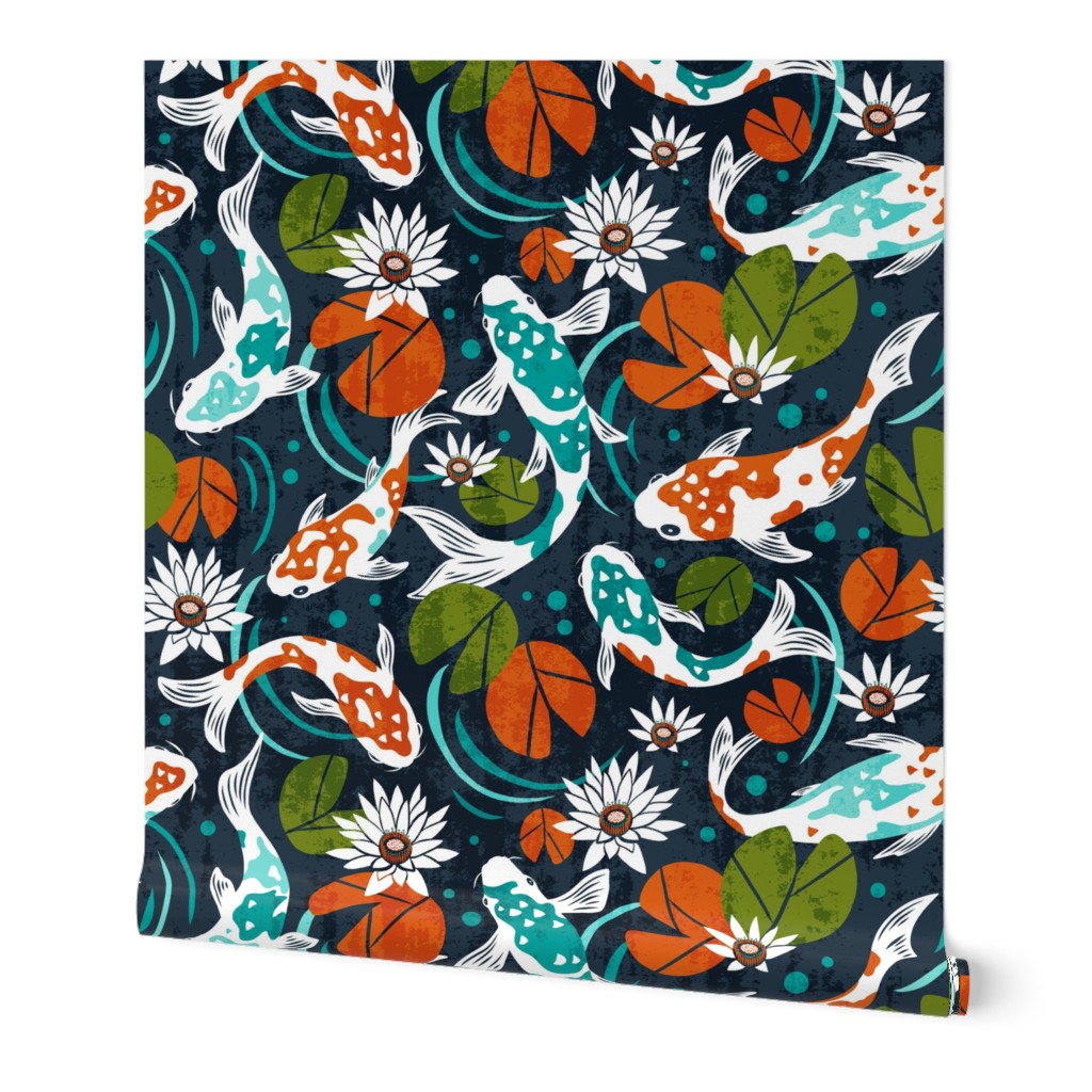 Koi Pond - Large Scale Navy Orange