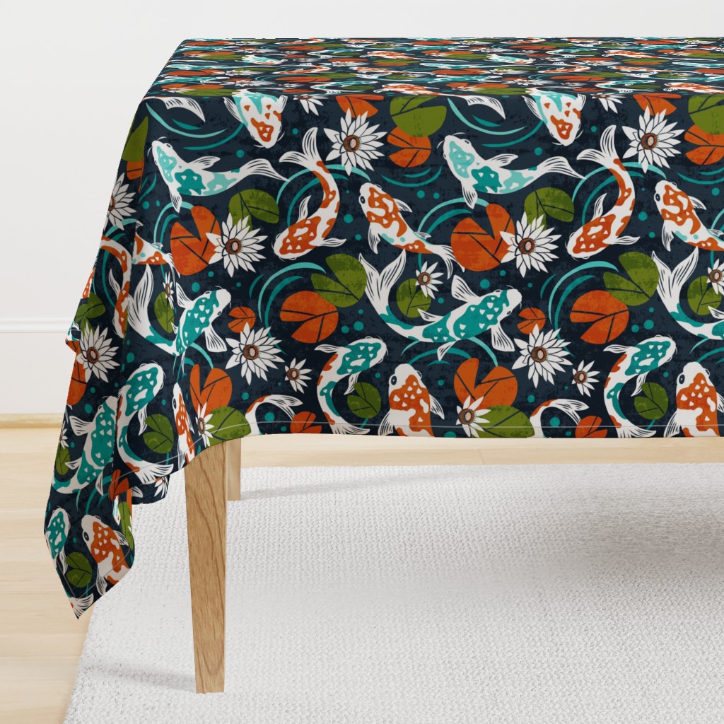 Koi Pond - Large Scale Navy Orange