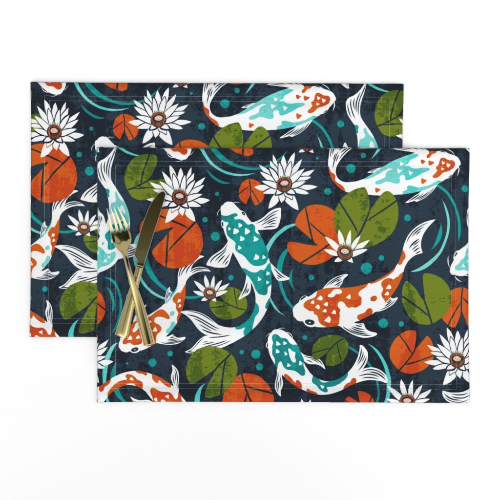 Koi Pond - Large Scale Navy Orange