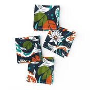 Koi Pond - Large Scale Navy Orange