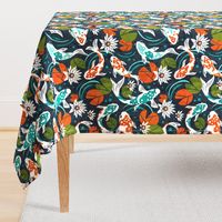 Koi Pond - Large Scale Navy Orange