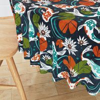 Koi Pond - Large Scale Navy Orange