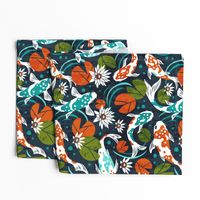 Koi Pond - Large Scale Navy Orange