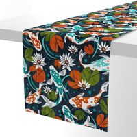 Koi Pond - Large Scale Navy Orange