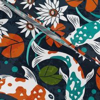 Koi Pond - Large Scale Navy Orange