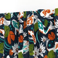 Koi Pond - Large Scale Navy Orange