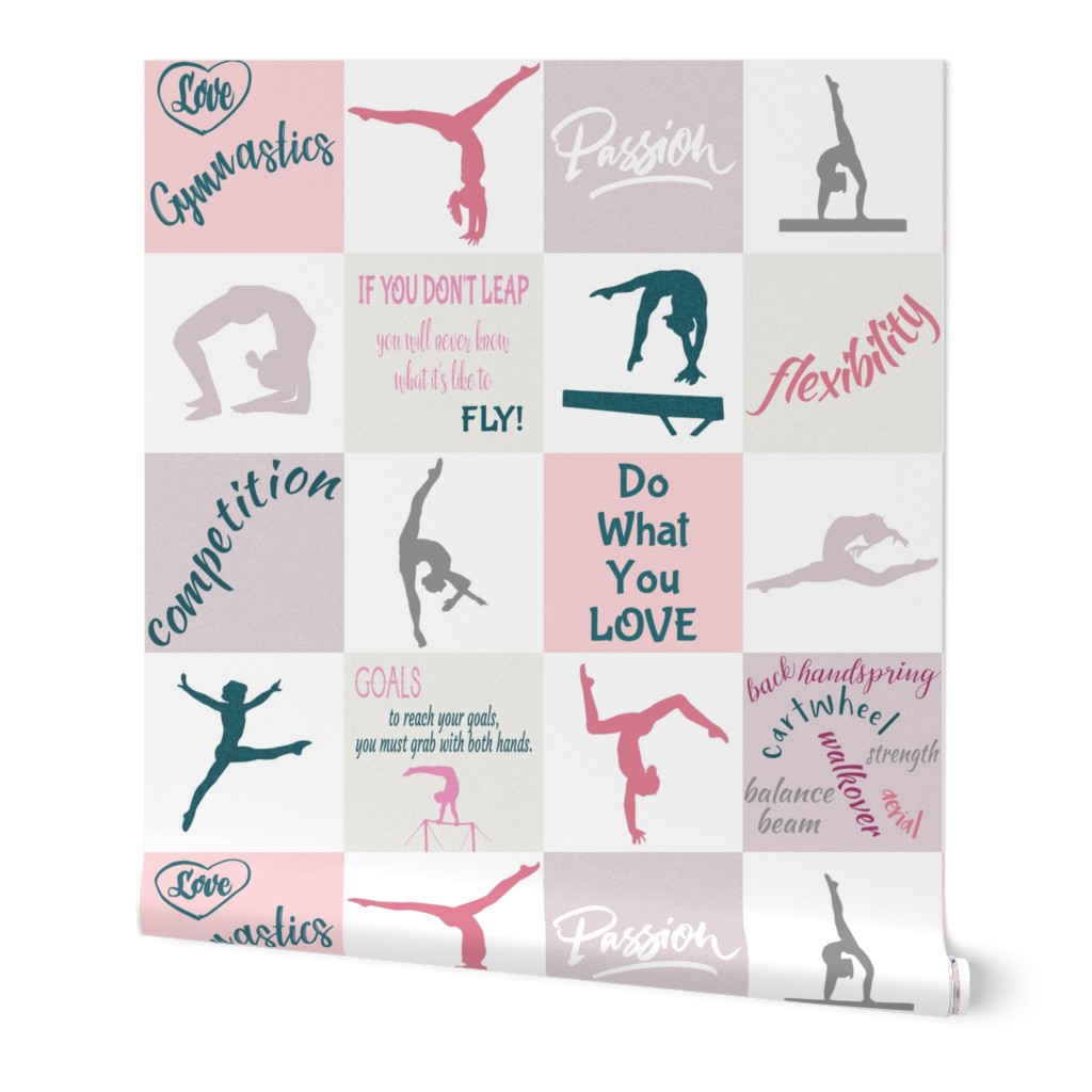 6.75' pink gymnastics cheater quilt 