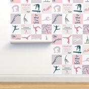 6.75' pink gymnastics cheater quilt 